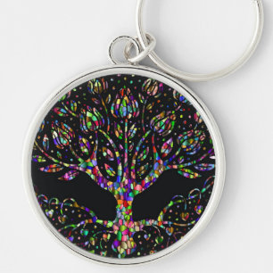 Faux Stained Glass Tree Of Prosperity Key Chain