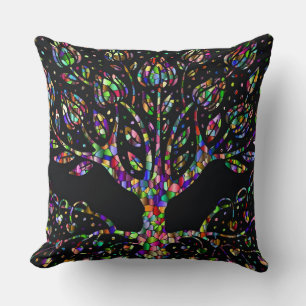 Faux Stained Glass Tree Of Prosperity Throw Pillow