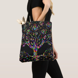 Faux Stained Glass Tree Of Prosperity Tote Bag
