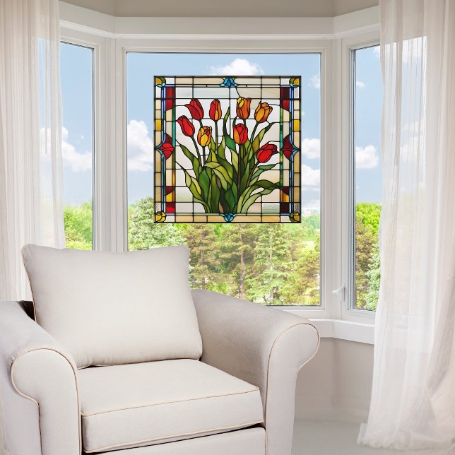 Faux Stained Glass Tulip Garden Window Cling (Creator Uploaded)