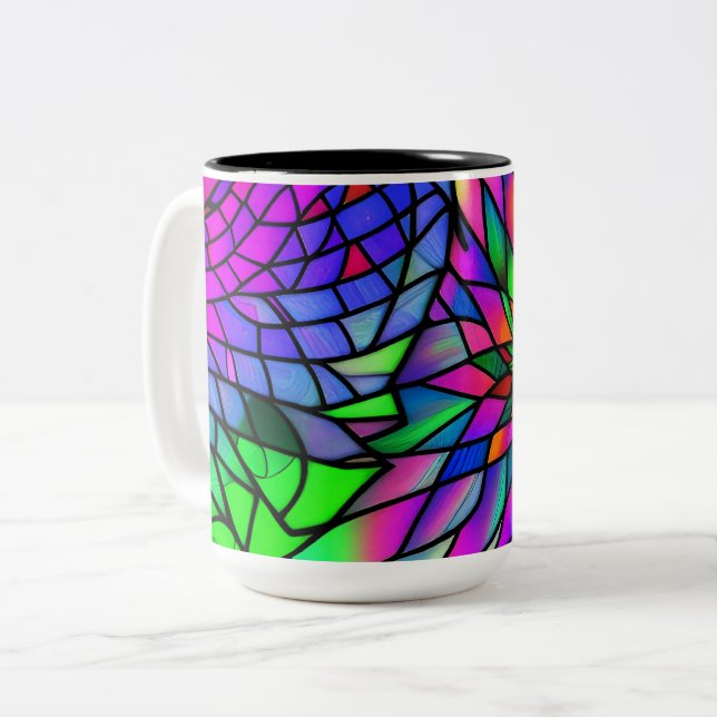 Faux Stained Glass Two-Tone Coffee Mug (Front Left)