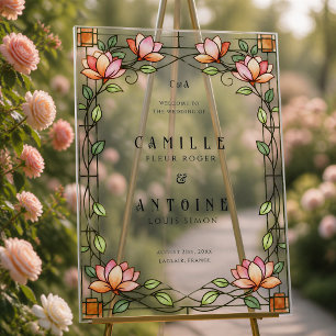 Faux Stained Glass Wedding Welcome Acrylic Sign