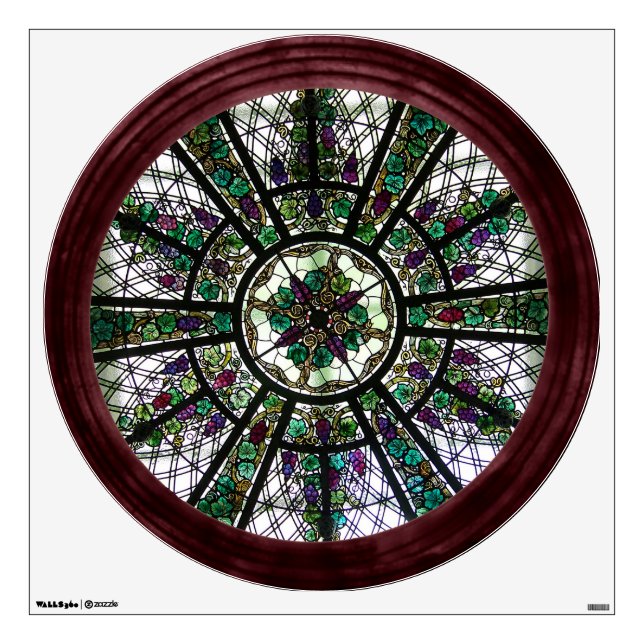Faux Stained Glass Window Round Wall Decal (Front)