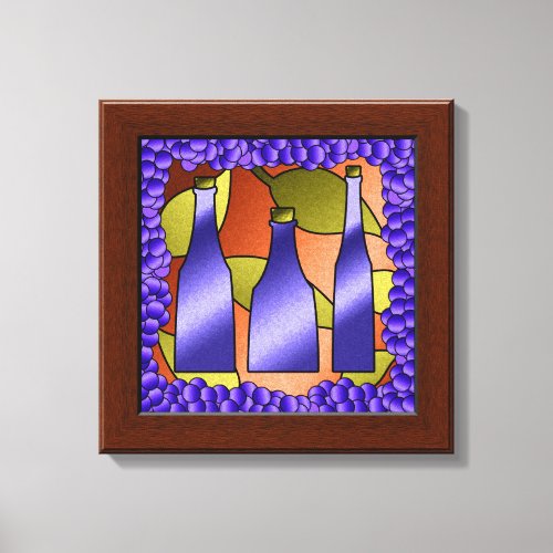 Faux Stained Glass Window Wine Canvas Wall Art