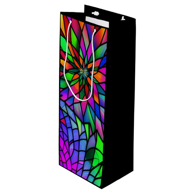 Faux Stained Glass Wine Gift Bag (Front Angled)