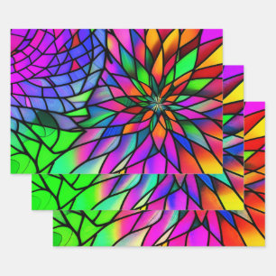 Faux Stained Glass Wrapping Paper Sheets