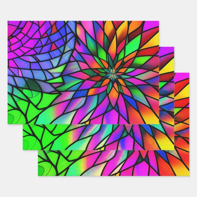 Faux Stained Glass Wrapping Paper Sheets (Set)