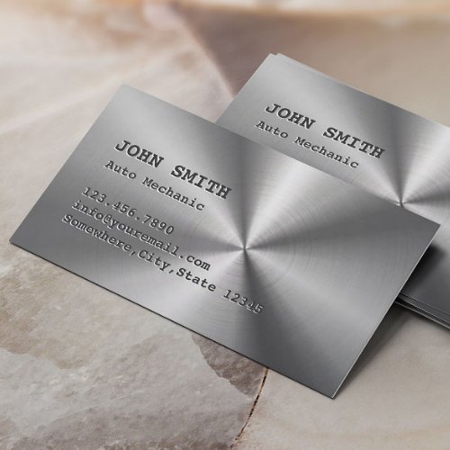 Faux Stainless Steel Auto Repair machinist Business Card