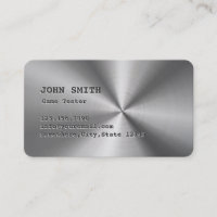 Faux Stainless Steel Game Testing Business Card