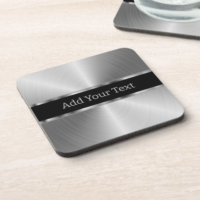 Faux Stainless Steel Look Beverage Coaster (Left Side)