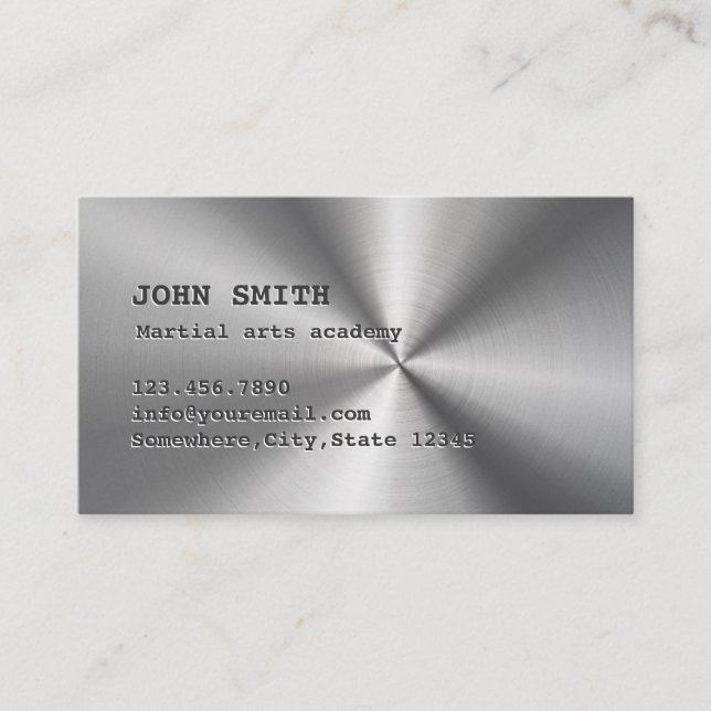 Faux Stainless Steel Martial Arts Business Card (Front)