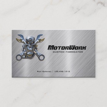 Faux Stainless Steel Motorcycle Business Card by AV_Designs at Zazzle