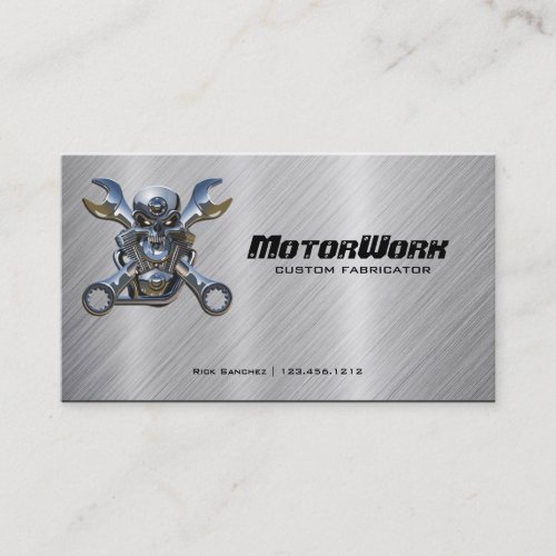 Faux Stainless Steel Motorcycle Business Card