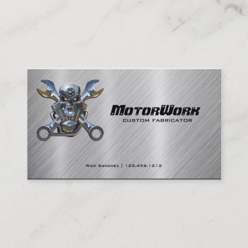 Customizable Faux Stainless Steel Motorcycle Business Card