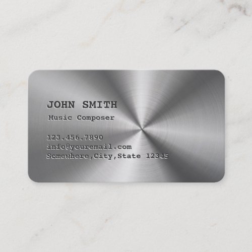 Faux Stainless Steel Music Composer Business Card