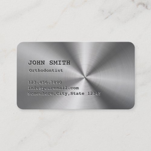 Faux Stainless Steel Orthodontist Business Card