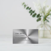 Faux Stainless Steel Plastic Surgeon Business Card (Standing Front)