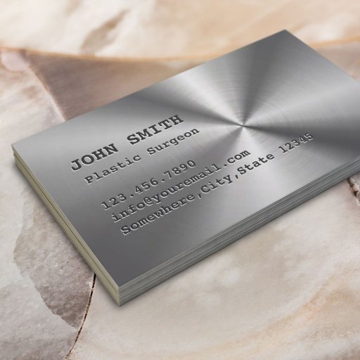 Customizable Faux Stainless Steel Plastic Surgeon Business Card