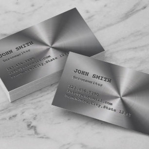 Faux Stainless Steel Screenwriter Business Card