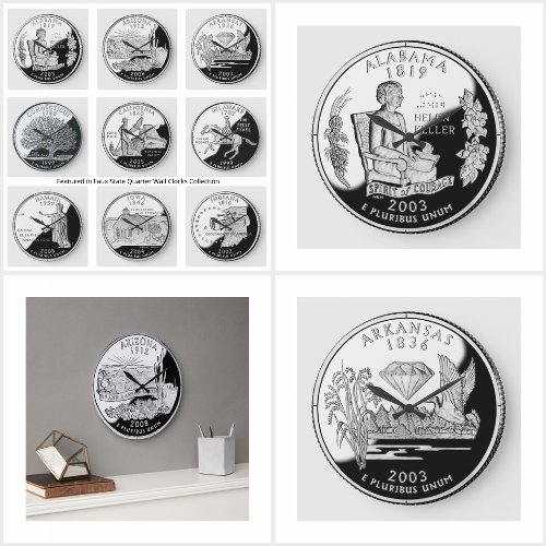 Faux State Quarter Wall Clocks