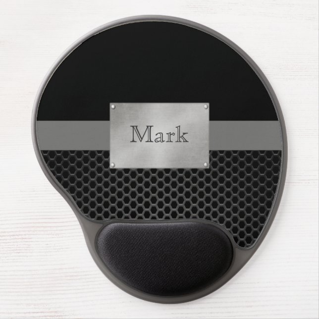 Faux Steel Nameplate Personalized Gel Mouse Pad (Front)