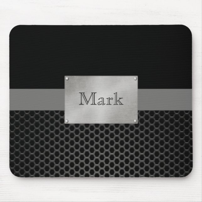 Faux Steel Nameplate Personalized Mouse Pad (Front)