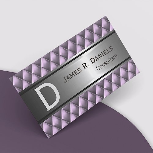 Faux Steel Purple Metal Diamond Squares Pattern Business Card