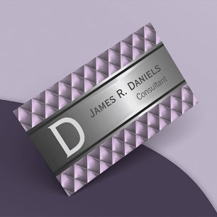 Faux Steel Purple Metal Diamond Squares Pattern Business Card
