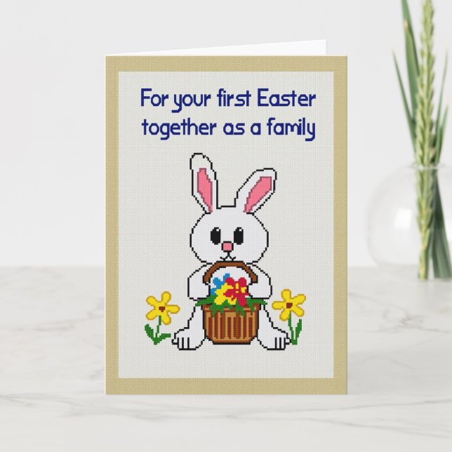 Faux Stitch First Easter Family Card (Front)