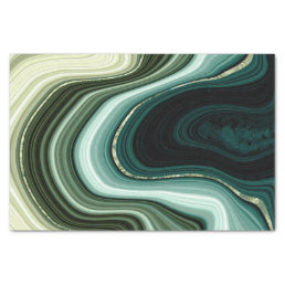 Faux Stone Abstract Green and Blue Earth Tones Tissue Paper