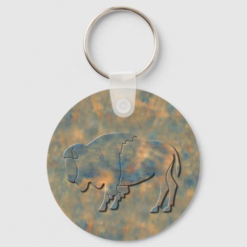 Faux Stone Bison Keychain