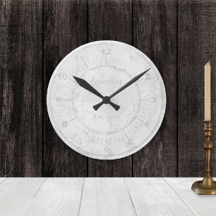 Faux Stone Marble Custom Round Clock