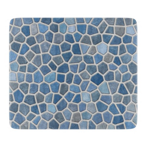 Faux Stone Mosaic Blue Gray Cutting Board