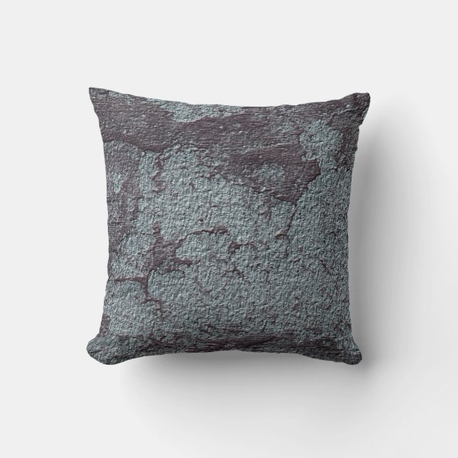 Faux Stone Textured Industrial Style Throw Pillow (Front)
