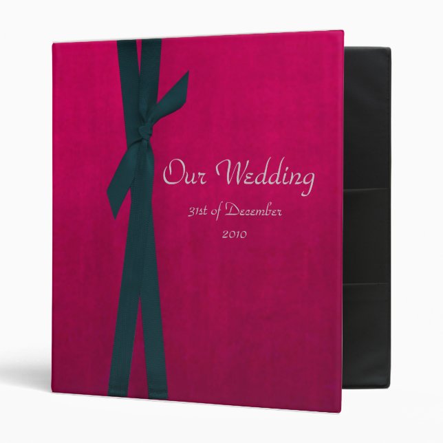 Faux Suede Binder with ribbon Wedding album (Front/Inside)