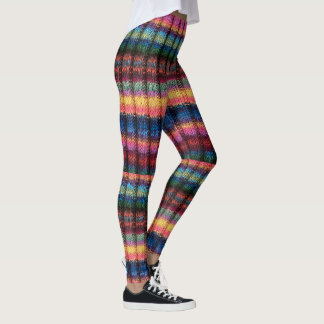Faux Sweater Leggings - multi-color stripes