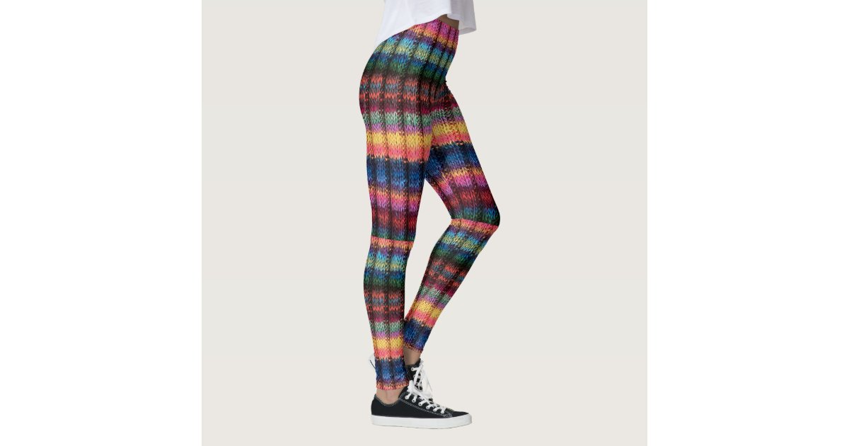 Faux Sweater Leggings - multi-color stripes