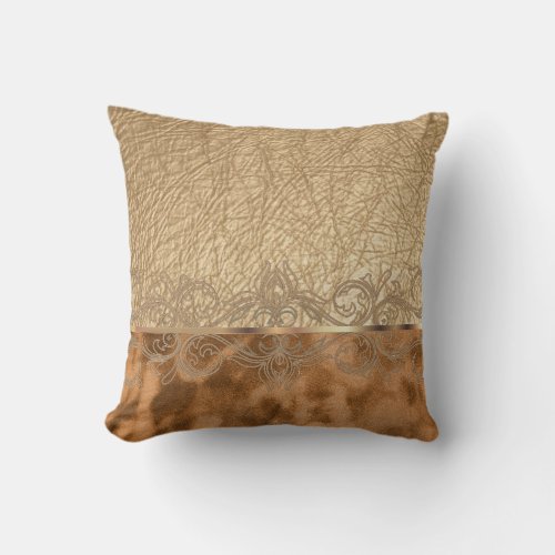 Faux Tan Leather  Suede Texture Design Throw Pillow