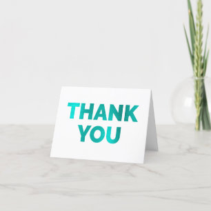 Faux Teal and Turquoise Foil Thank You Card