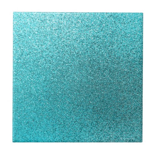 Faux Teal Blue Glitter Background Sparkle Texture Ceramic Tile