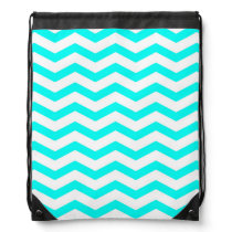Faux Teal Blue White Foil Chevron Zig Zag Drawstring Bag Faux Teal Blue White Foil Chevron Zig Zag Drawstring Bag