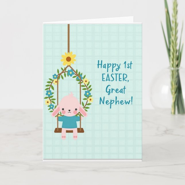 Faux Teal Easter Message Card (Front)