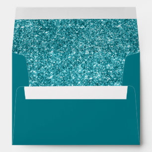 Faux Teal Glitter Photo Envelope