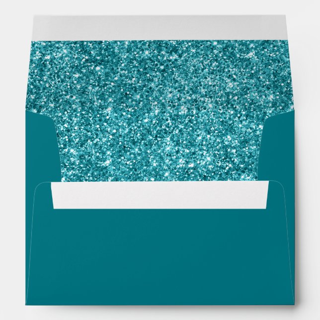 Faux Teal Glitter Photo Envelope (Back (Bottom))