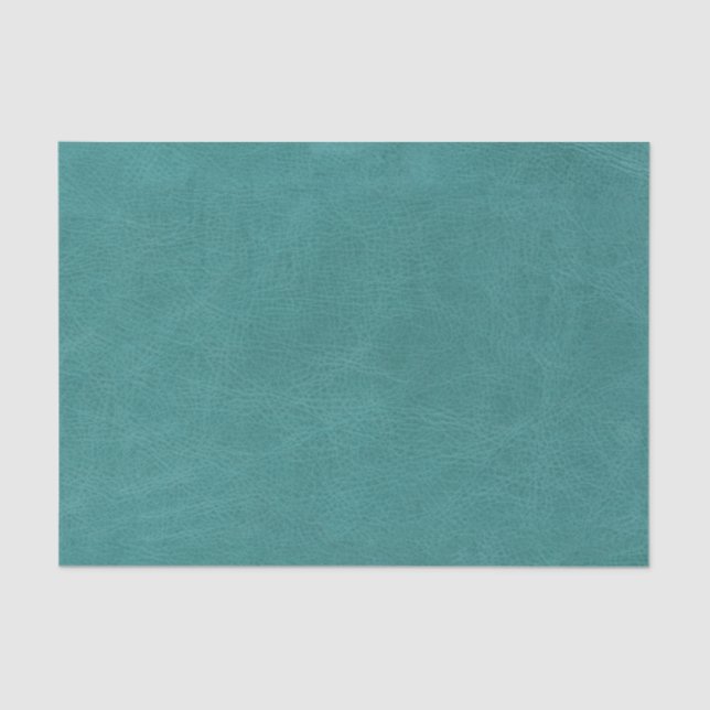 Faux Teal Leather Texture Tissue Paper (Front)