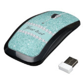 Faux Teal Sequins and Diamonds Wireless Mouse (Angled)