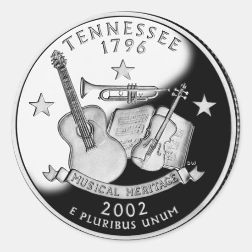 Faux Tennessee State Quarter Classic Round Sticker
