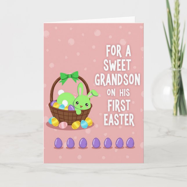 Faux Texture Easter Grandson Card (Front)