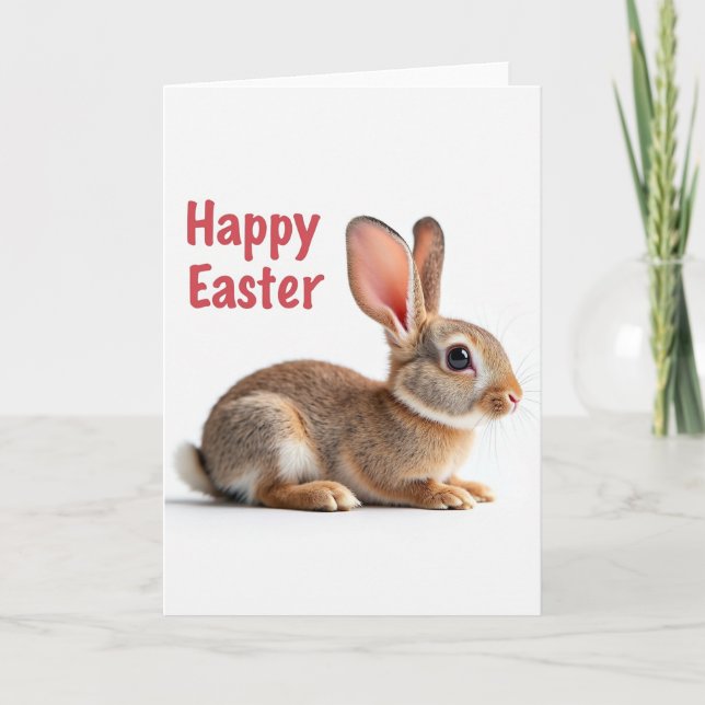 Faux Texture Rabbit Easter Card (Front)
