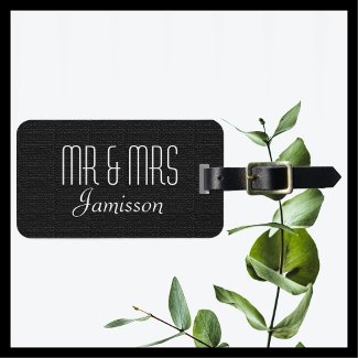 Faux Textured Black Burlap MR and MRS